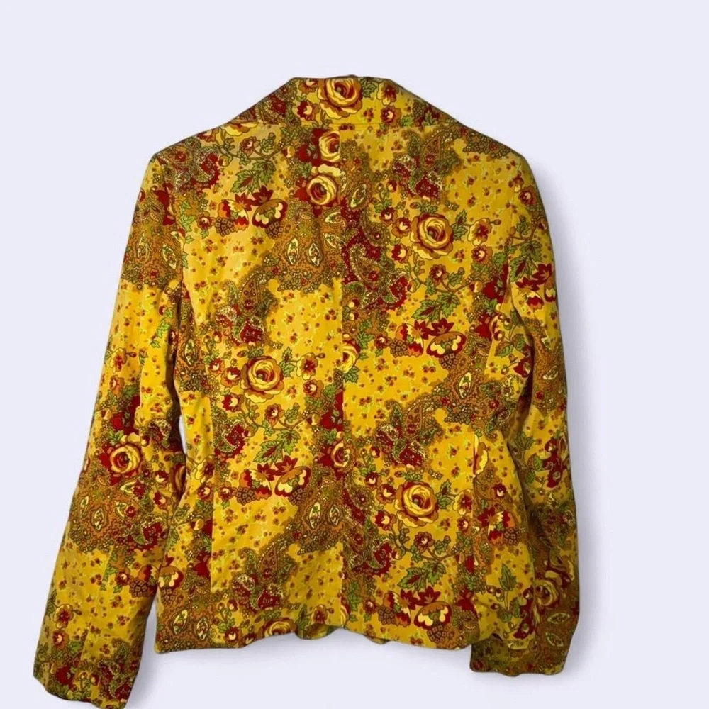 Metrostyle 2 Piece Set Floral Blazer Pants 70s Inspired Suit Size 8